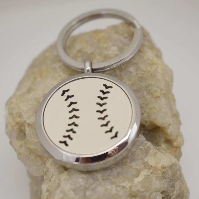 Baseball Locket Diffuser Aromatherapy Essential Oil Stainless Steel Keychain With White Perfume Pad